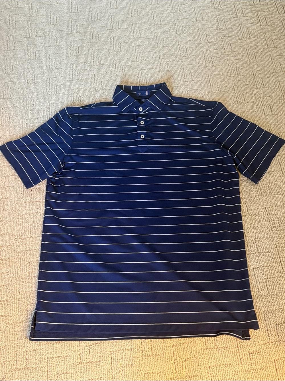 Men's Navy Striped Polo Shirt